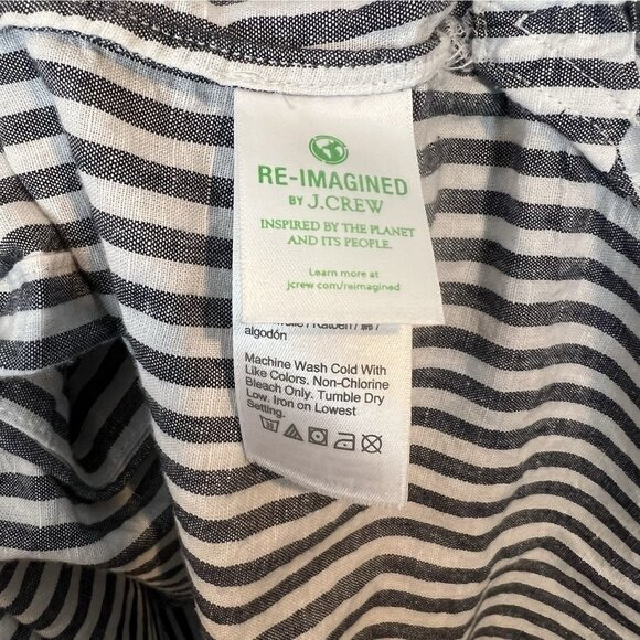 J. Crew Shirtdress Size XL Gray White Stripe Button Up Linen Blend Coastal - Picture 5 of 9